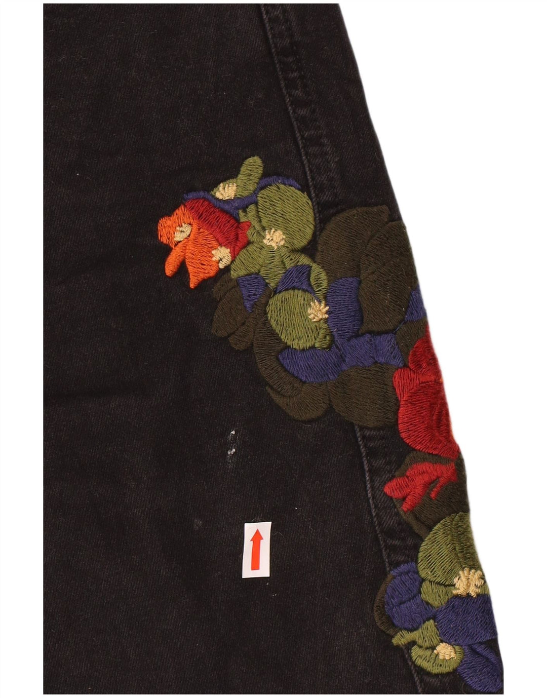 Pantaloni scurți din denim grafic pentru femei Zara EU 38 Small W28 Negru Floral Boem