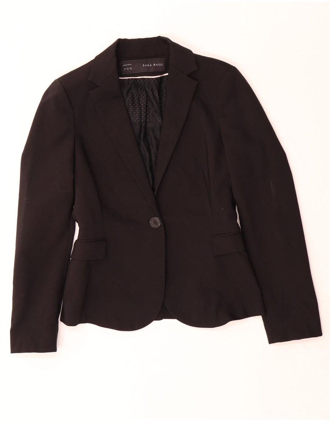 Jachetă Blazer pentru femei Zara cu 1 nasture UK 10 Poliester negru mic