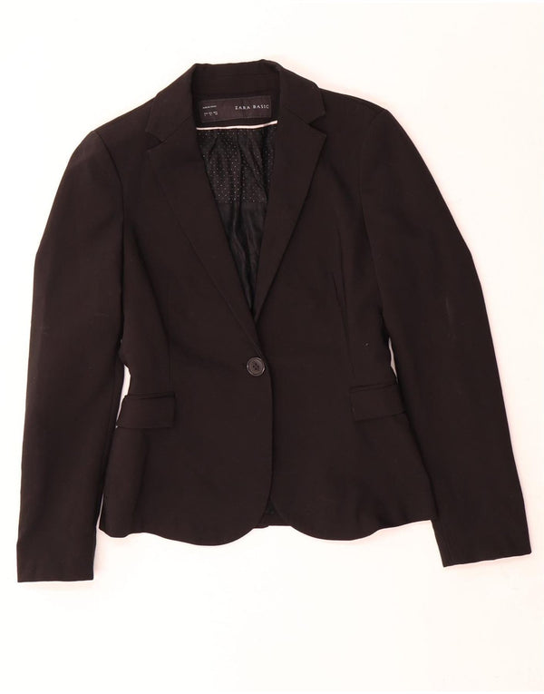 Jachetă Blazer pentru femei Zara cu 1 nasture UK 10 Poliester negru mic