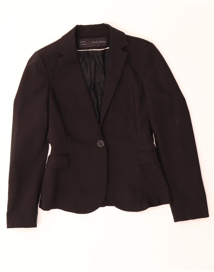 Jachetă Blazer pentru femei Zara cu 1 nasture UK 10 Poliester negru mic
