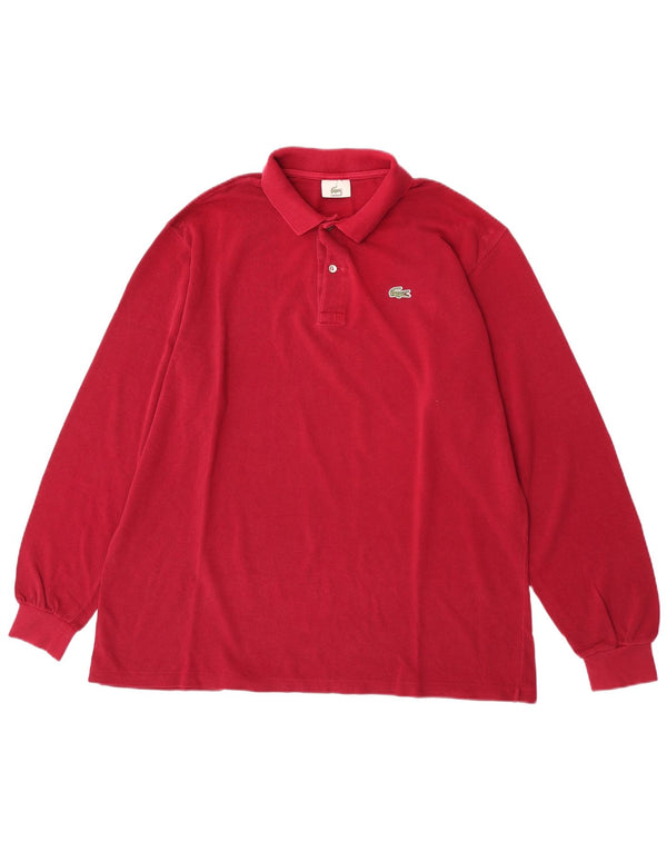 Tricou polo pentru bărbați cu mânecă lungă Lacoste Mărimea 7 2XL Bumbac burgundă
