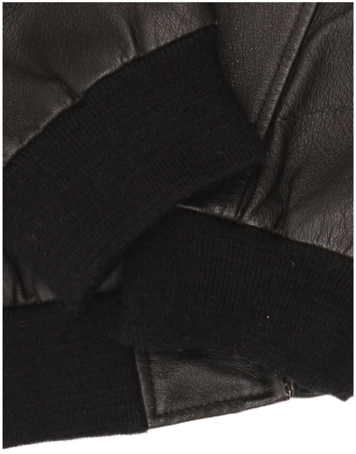 Jachetă Bomber din piele pentru bărbați Henry Morell EU 48 Piele neagră medie