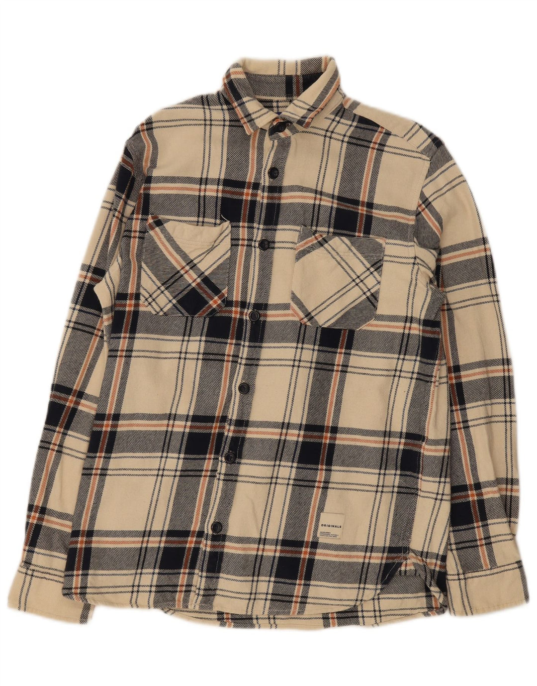 Cămașă de flanel Jack & Jones pentru bărbați, bumbac cu carouri mici, bej