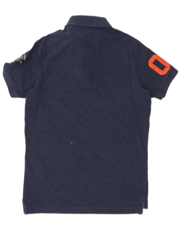 Tricou polo grafic pentru bărbați Superdry, bumbac, albastru bleumarin mediu