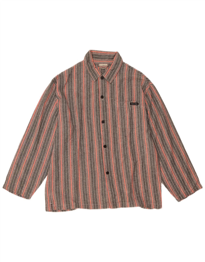 Cămașă pentru bărbați CALVIN KLEIN, bumbac cu dungi mici, gri