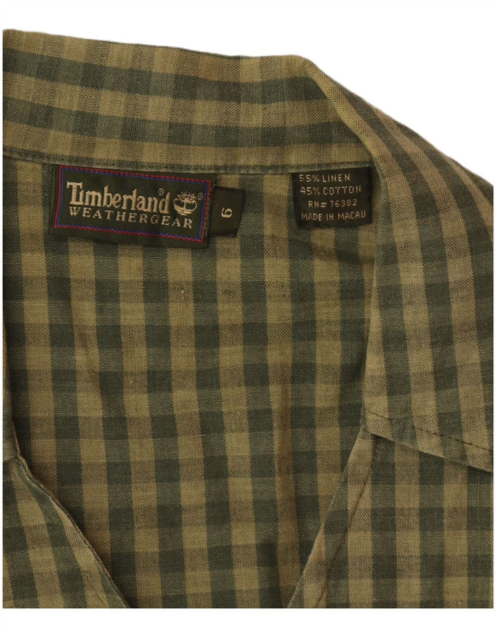 Bluză cămașă fără mâneci pentru femei Timberland US 6 Medium Khaki Gingham Linen