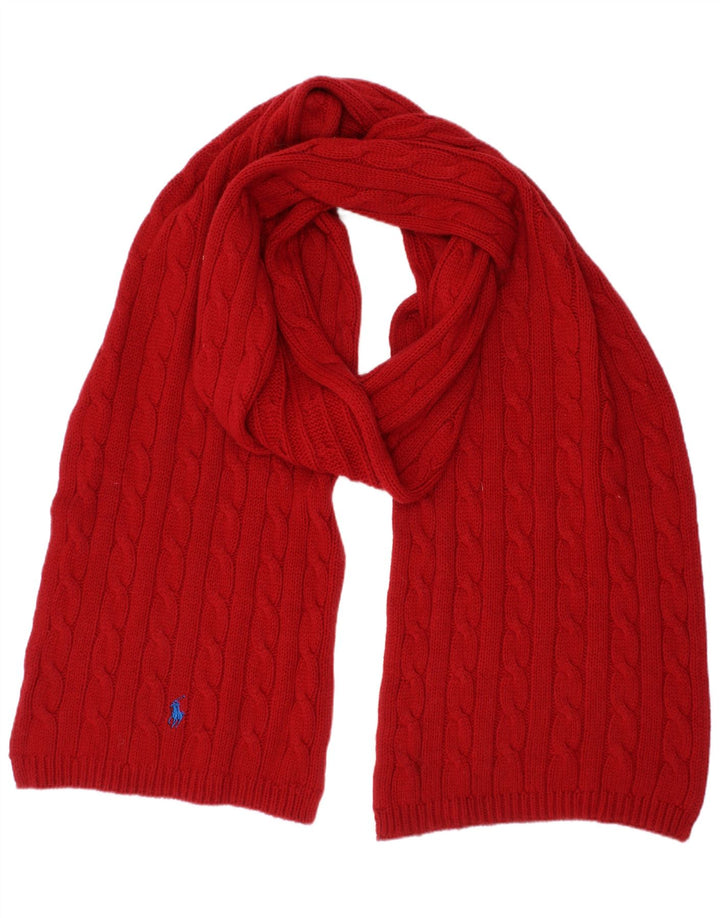 Eșarfă dreptunghiulară tricotată pentru femei Ralph Lauren, mărime unică, bumbac roșu
