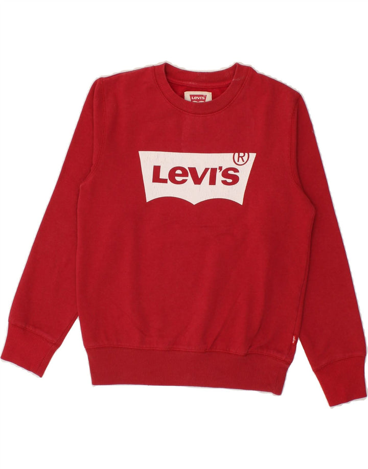 LEVI'S Boys Graphic Sweatshirt Jumper 9-10 Years Red Cotton Vintage Levi's and Second-Hand Levi's from Messina Hembry 