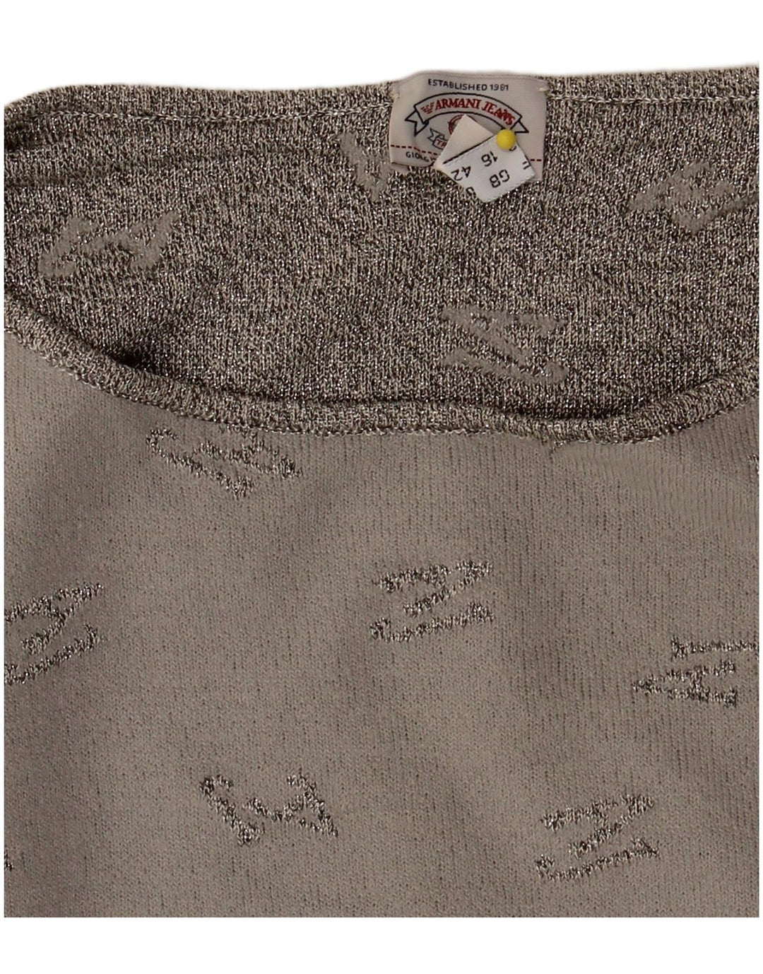 ARMANI JEANS Womens Crop Vest Top UK 16 Large Grey Spotted