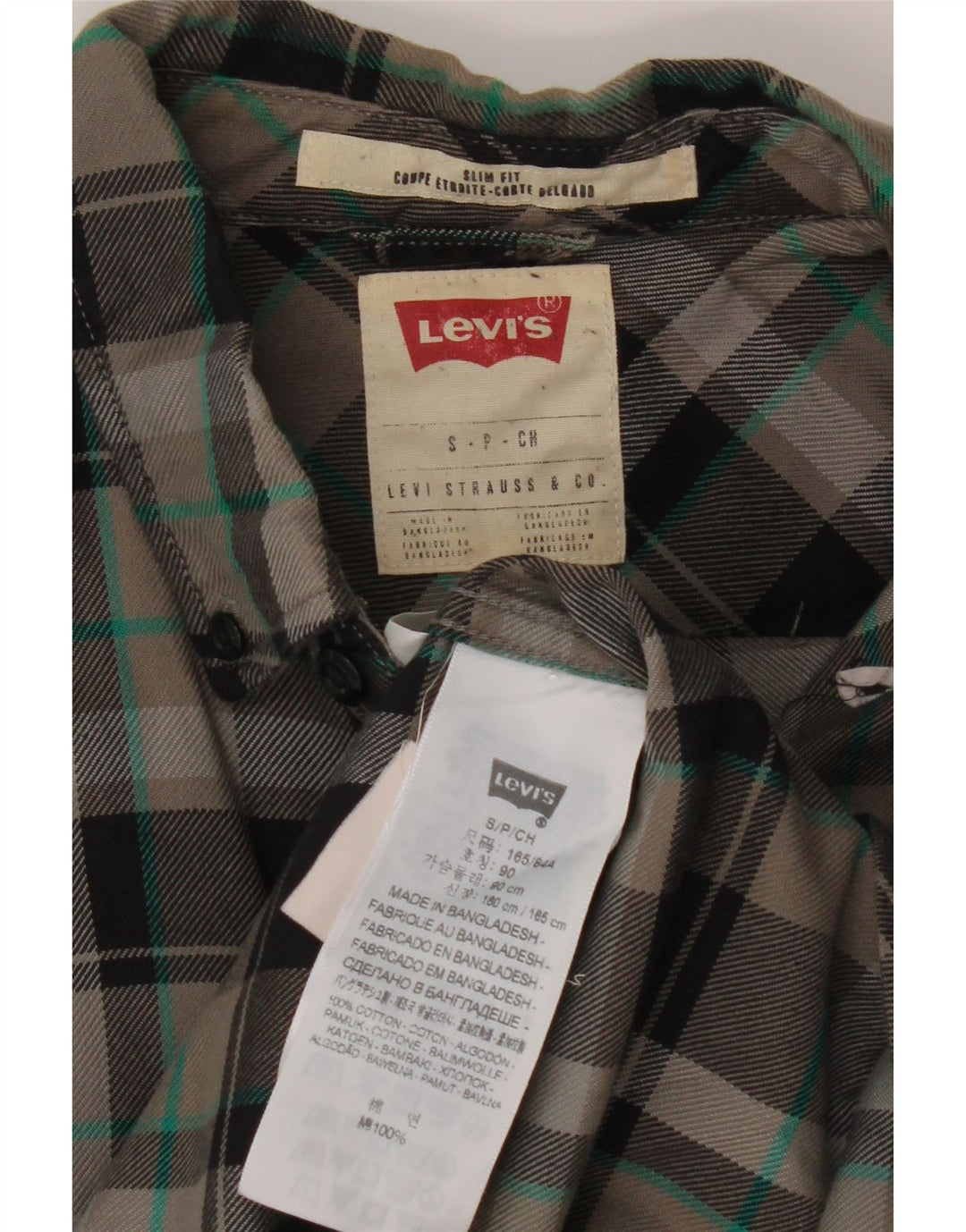 Cămașă de flanel pentru bărbați Levi's Slim Fit, bumbac cu carouri, gri mic