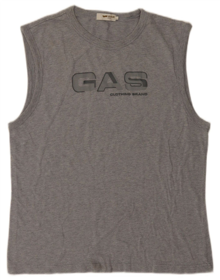 Gas Womens Graphic Vest Top UK 14 Large Gri Bumbac