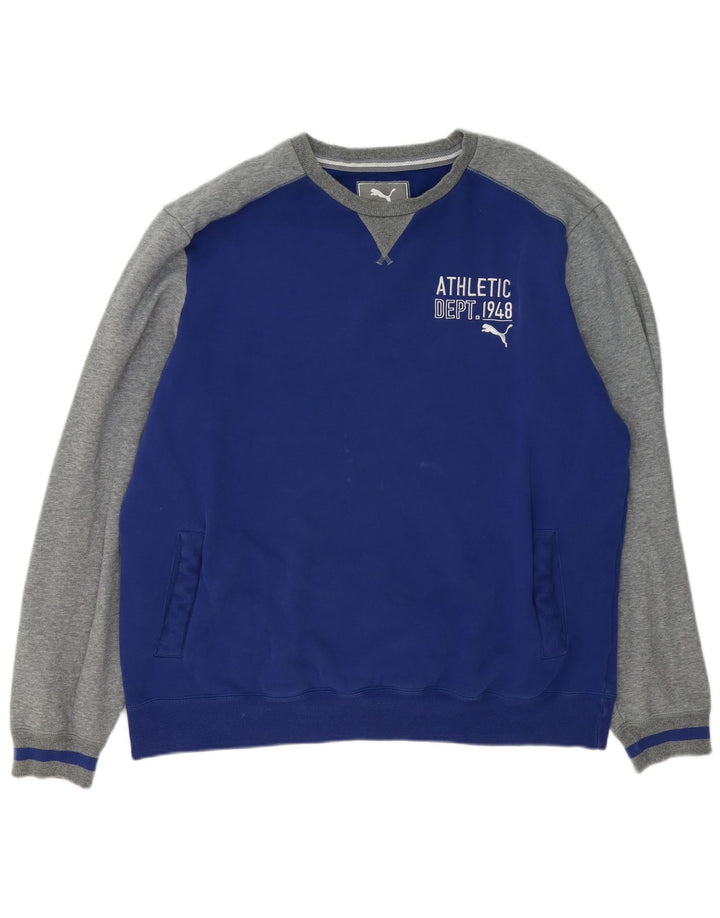 Pulover grafic pentru bărbați Puma, 2XL, bumbac color bloc, albastru