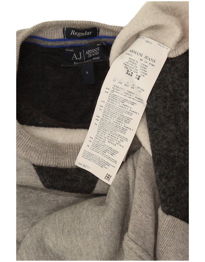 Armani Jeans Băieți Hanorac Pulover 10-11 Ani Mare Gri Colorblock