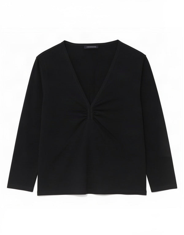 French Connection Top pentru femei cu mâneci 3/4 UK 12, bumbac mediu negru