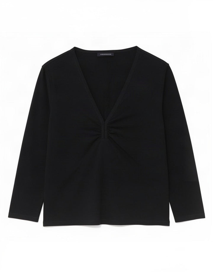 French Connection Top pentru femei cu mâneci 3/4 UK 12, bumbac mediu negru