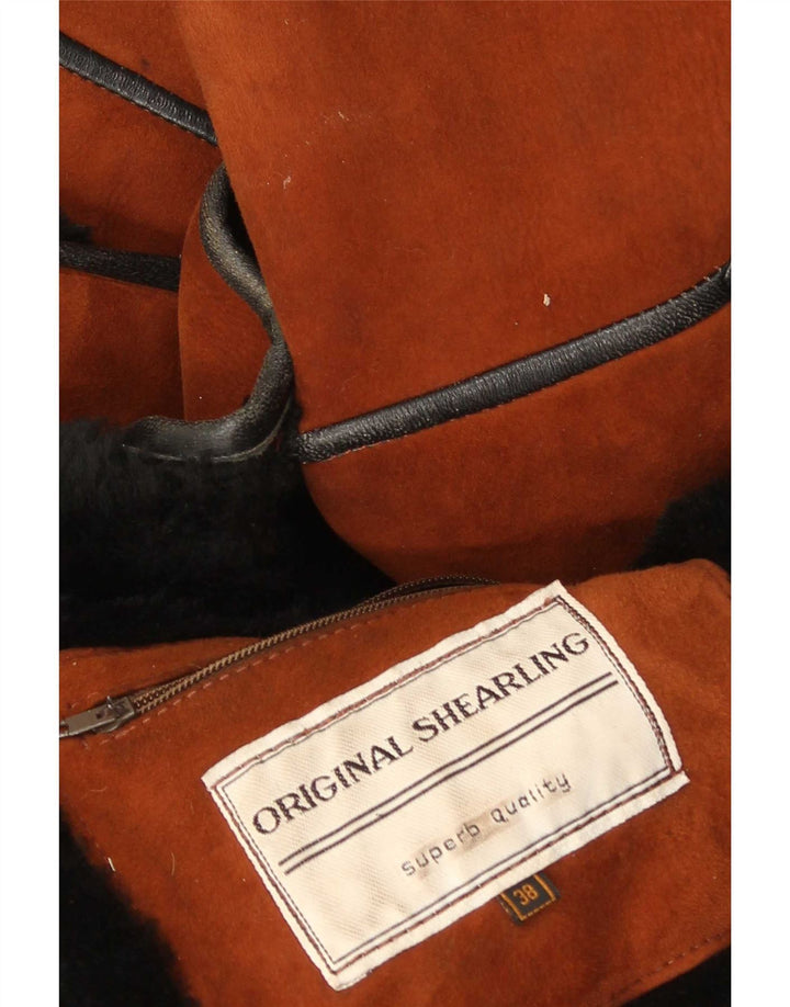 Palton supradimensionat din shearling vintage pentru femei EU 38 maro mediu