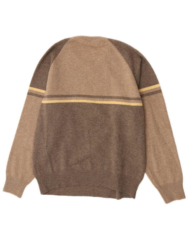 Pulover vintage pentru bărbați cu gât roșu IT 52 XL maro din lână nouă
