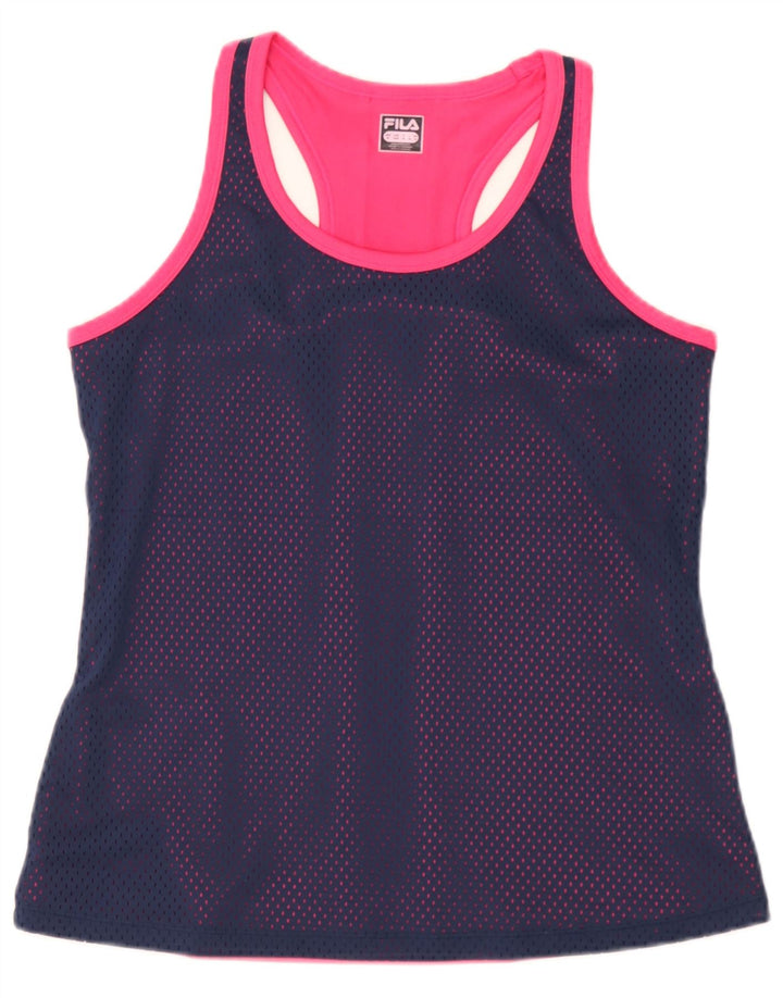 Top cu vestă grafică pentru femei Fila UK 12 Medium Bleumarin Poliester color bloc
