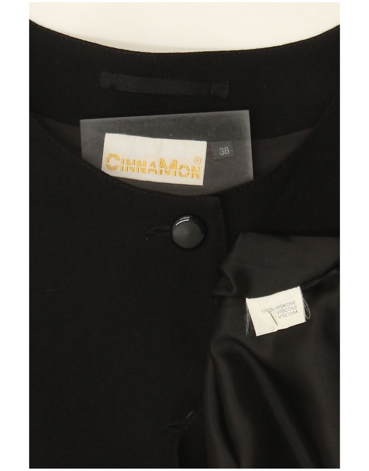 Cinnamon Jachetă pentru femei crop cu 4 nasturi și mâneci 3/4 EU 38 Negru mediu