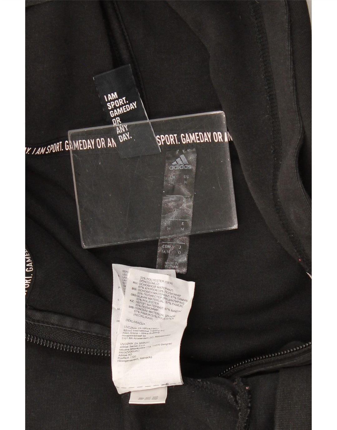 Pulover Adidas pentru bărbați Graphic Zip, bumbac mediu negru