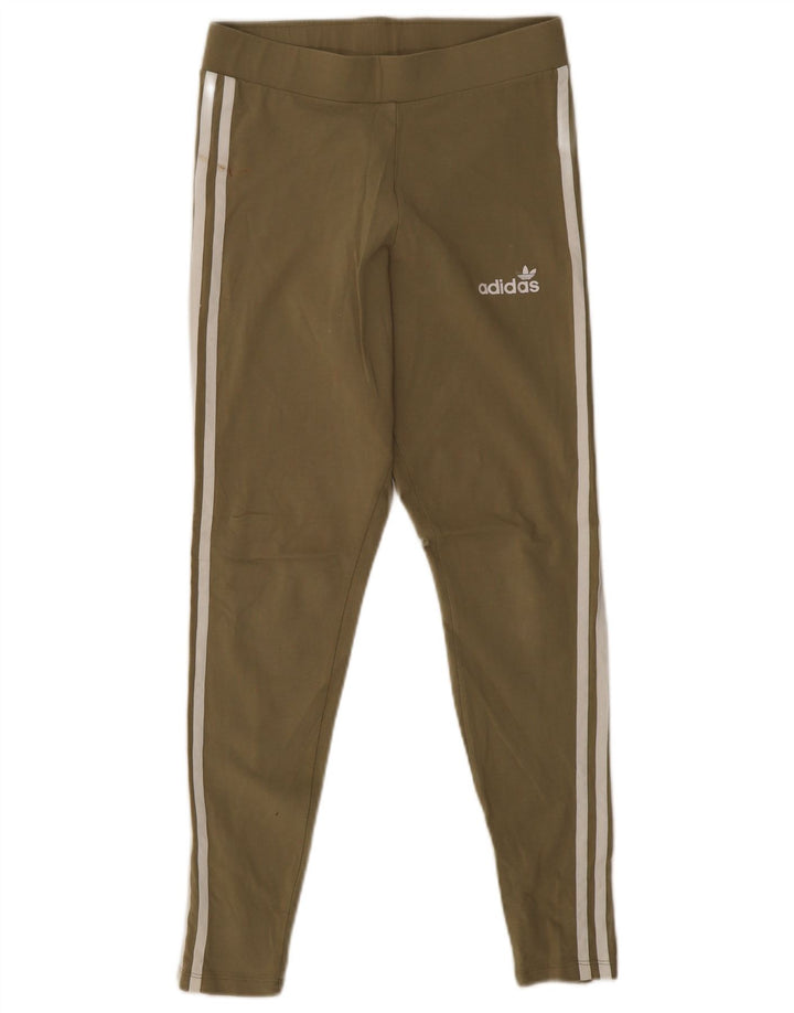 Leggings pentru femei Adidas UK 12 Medium Khaki Bumbac