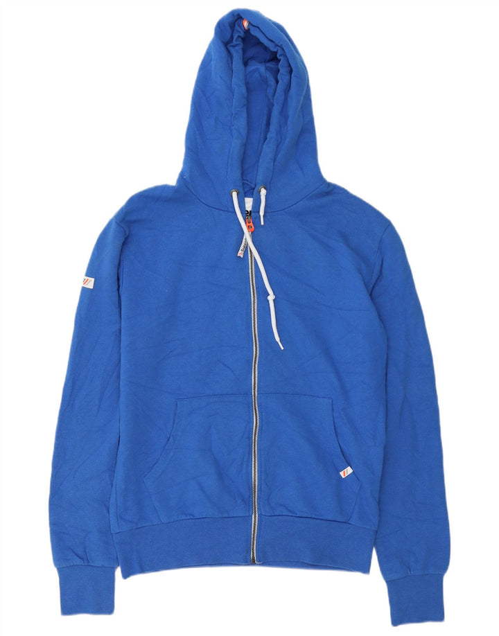 Pulover Superdry pentru bărbați, cu fermoar, bumbac albastru mediu