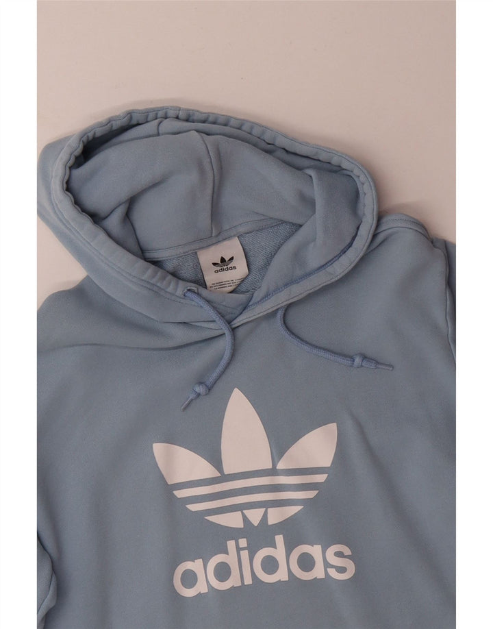 Pulover ADIDAS pentru bărbați cu glugă grafică, bumbac albastru mediu