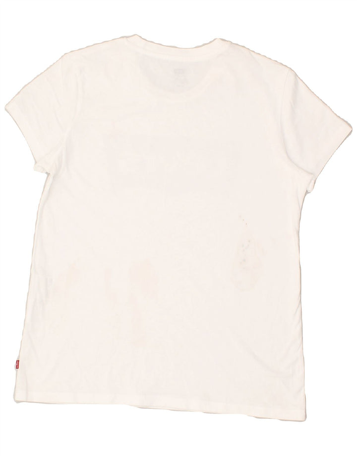 LEVI'S Womens Graphic T-Shirt Top UK 12 Medium White | Vintage Levi's | Thrift | Second-Hand Levi's | Used Clothing | Messina Hembry 