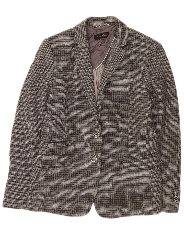Massimo Dutti Jachetă Blazer pentru femei cu 2 nasturi EU 42, mare, gri din viscoză cu carouri