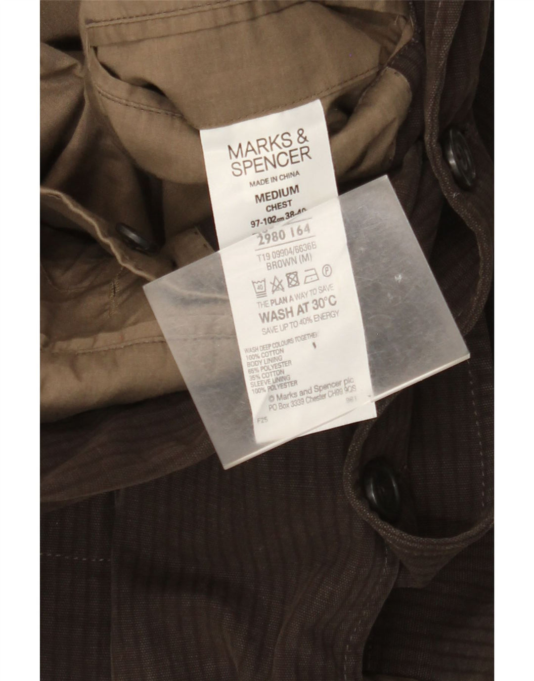 Jachetă pentru bărbați Marks & Spencer cu 2 nasturi, UK 38, maro mediu, cu dungi
