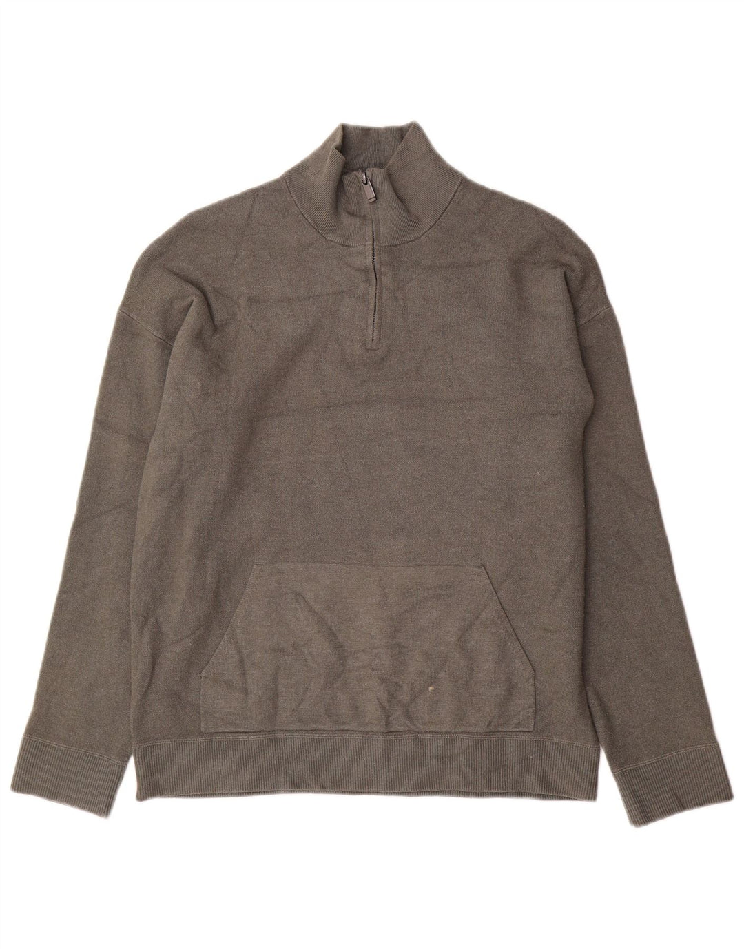 MASSIMO DUTTI Pulover pentru bărbați, cu fermoar și gât, XL, viscoză gri