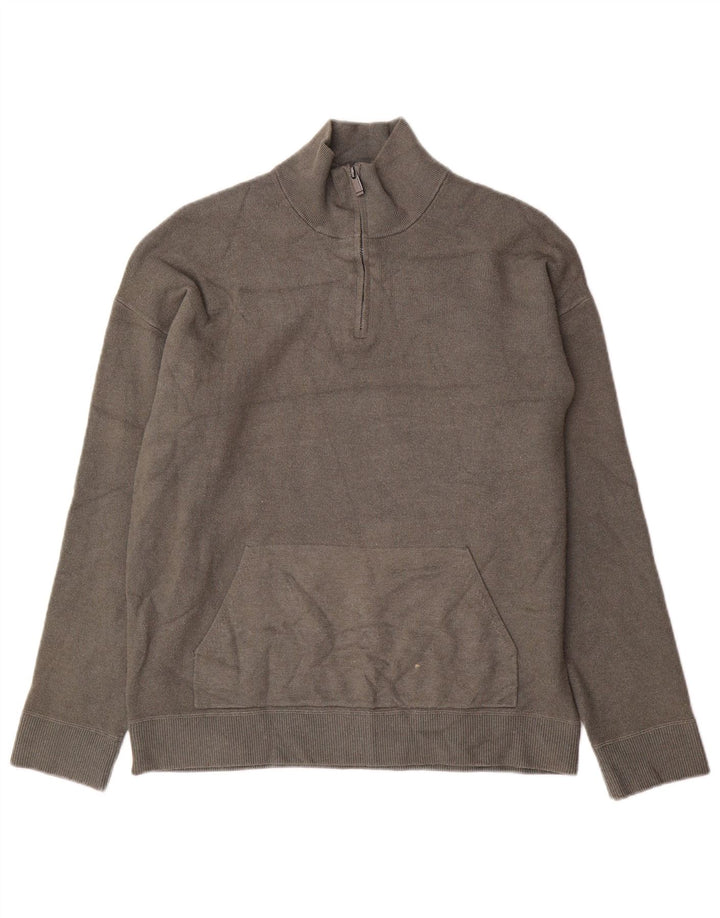 MASSIMO DUTTI Pulover pentru bărbați, cu fermoar și gât, XL, viscoză gri