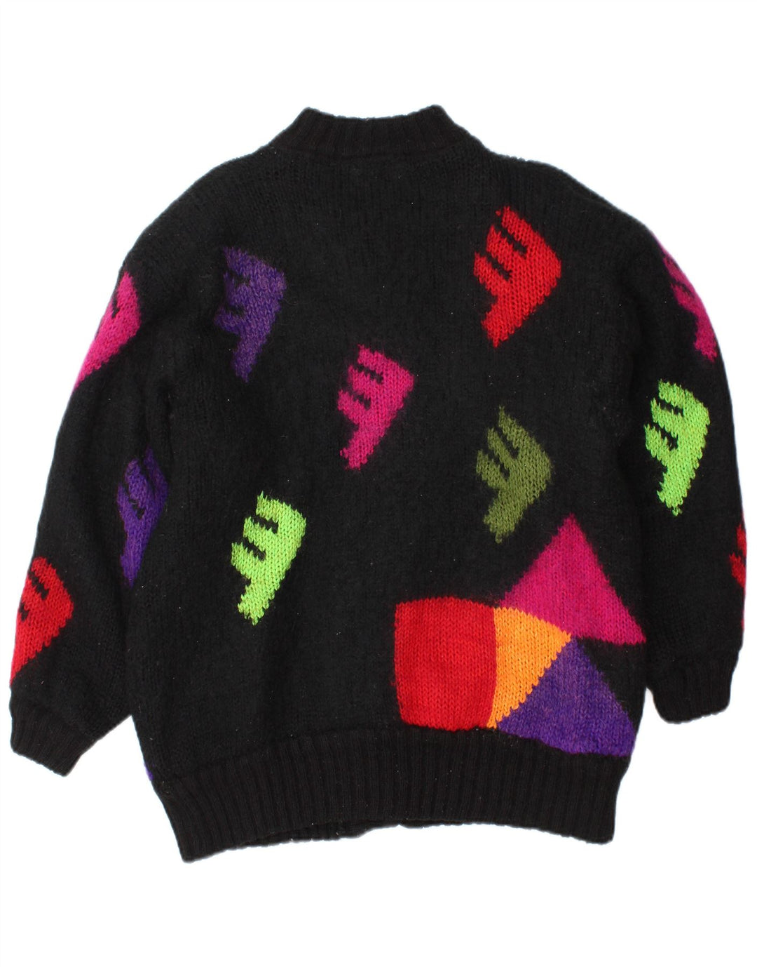 Pulover Vintage Cardigan Grafic pentru Damă Mărime Unică Negru Geometric