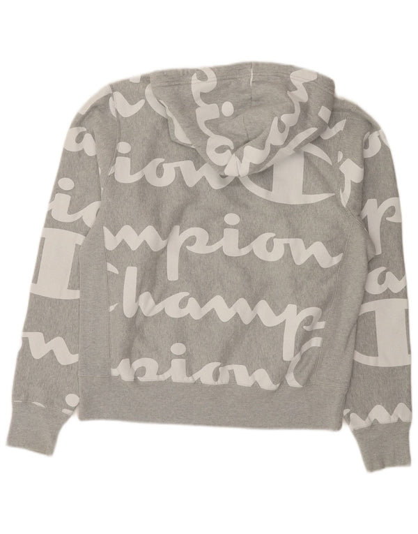 Pulover cu glugă grafic pentru bărbați Champion, bumbac, gri mediu