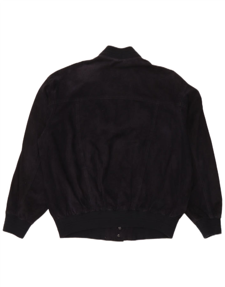 Bomber vintage pentru bărbați de piele intoarsa IT 50 mare, albastru bleumarin