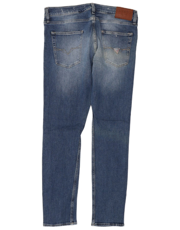 Blugi Guess Chris Super Skinny pentru bărbați W32 L30, bumbac albastru