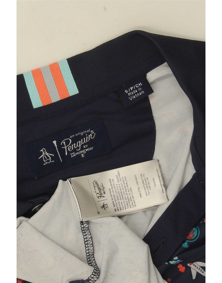 Tricou polo cu grafică pentru bărbați Penguin, poliester bleumarin mic