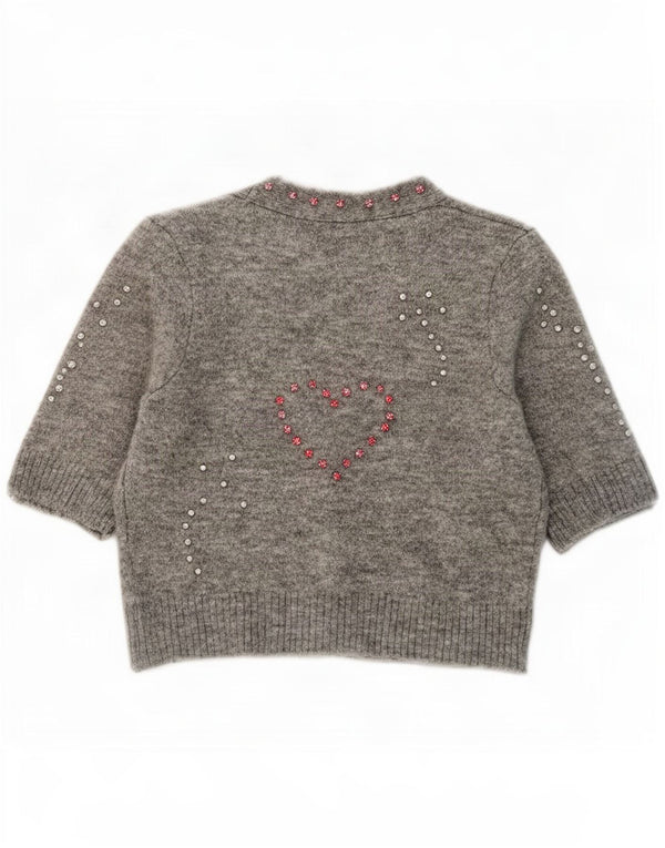 Pulover Bolero cu mânecă scurtă pentru femei Zara UK 12 Medium Gri Flecked Heart