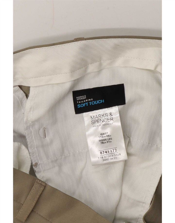 Pantaloni chino drepți pentru bărbați Marks & Spencer W44 L31 poliester bej