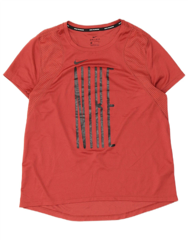 Tricou grafic Nike Dri Fit Running pentru femei Top UK 12 Poliester roșu mediu