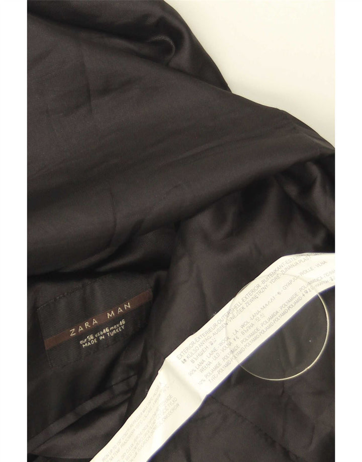 Blazer pentru bărbați Zara cu 2 nasturi EU 56 XL Lână neagră