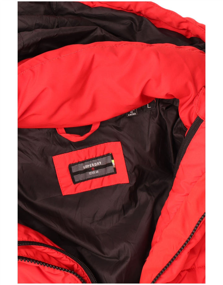 Jachetă căptușită cu glugă Superdry pentru bărbați UK 40 Poliester roșu mare