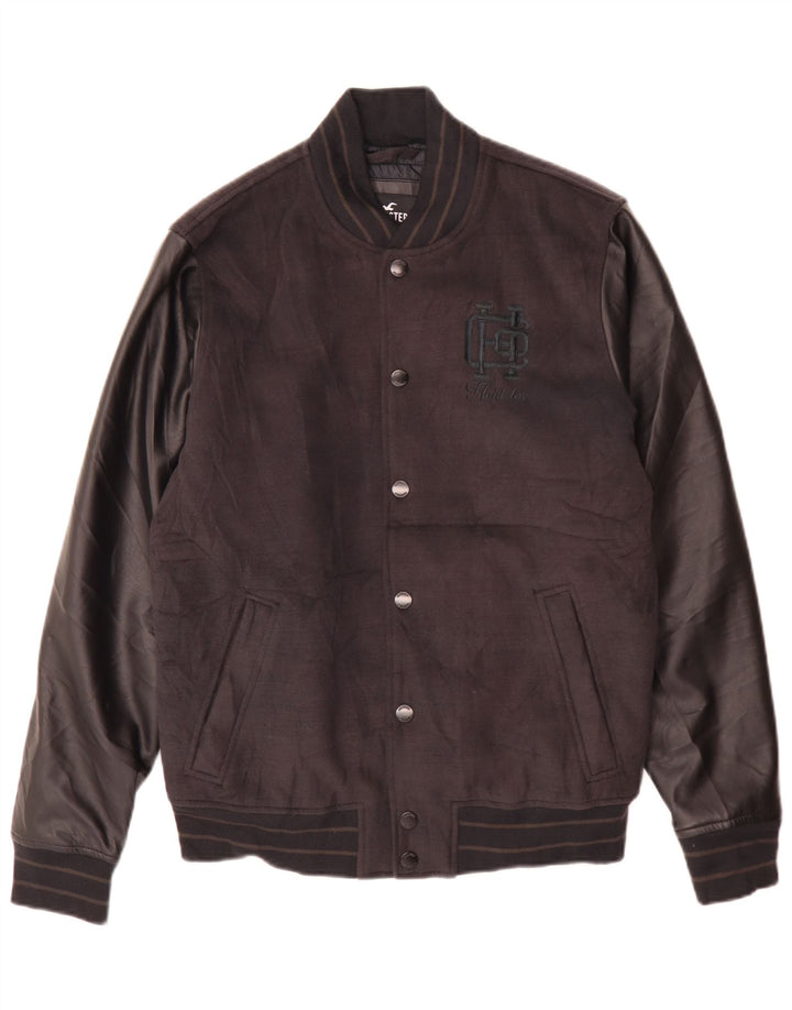Hollister Mens Graphic Varsity Jacket UK 38 Medium Black Poliester