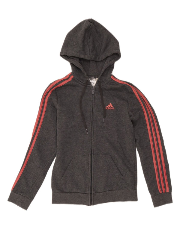 Pulover Adidas pentru femei cu fermoar, UK 4/6 XS, bumbac gri