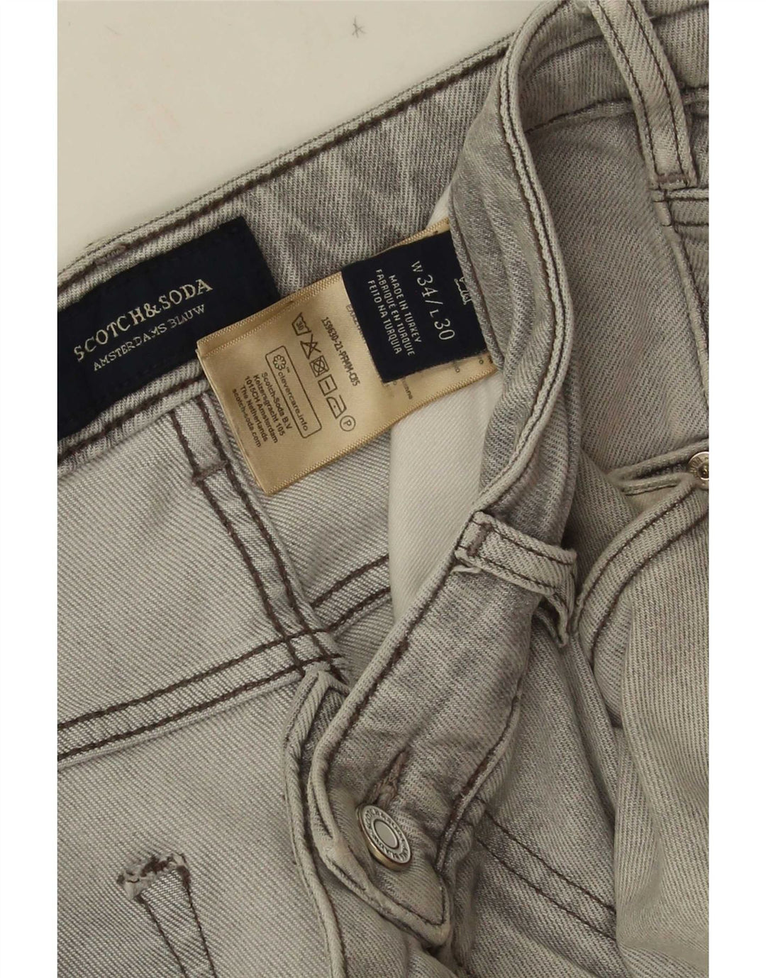Blugi slim pentru bărbați Scotch & Soda W34 L30 bumbac gri