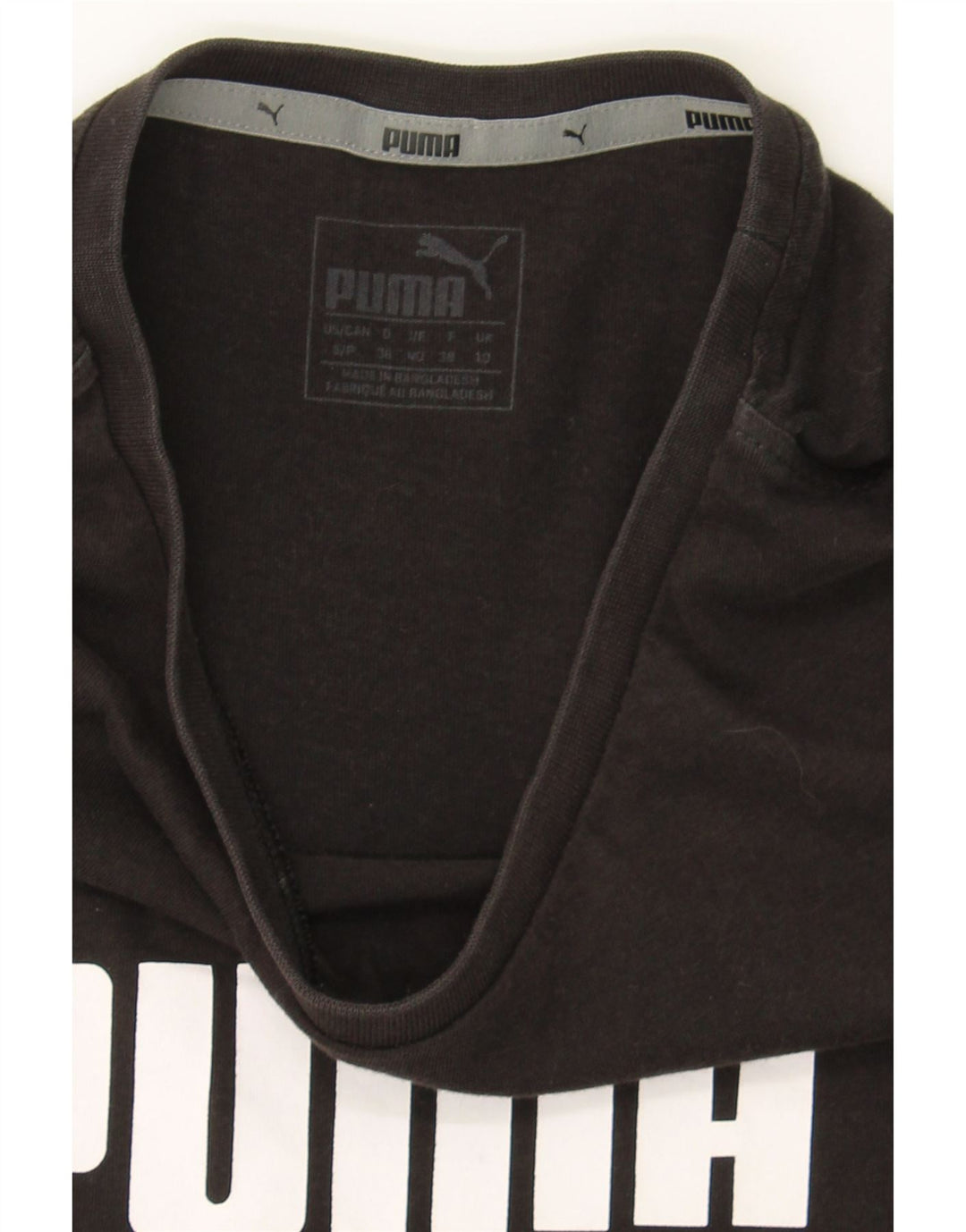 PUMA Womens Oversized Graphic T-Shirt Top UK 10 Small Black Vintage Puma and Second-Hand Puma from Messina Hembry 