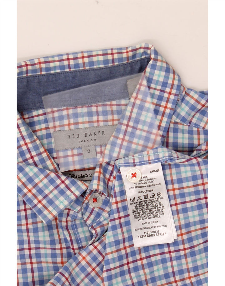 Cămașă cu mânecă scurtă pentru bărbați TED BAKER Mărimea 3, bumbac cu carouri albastru mediu