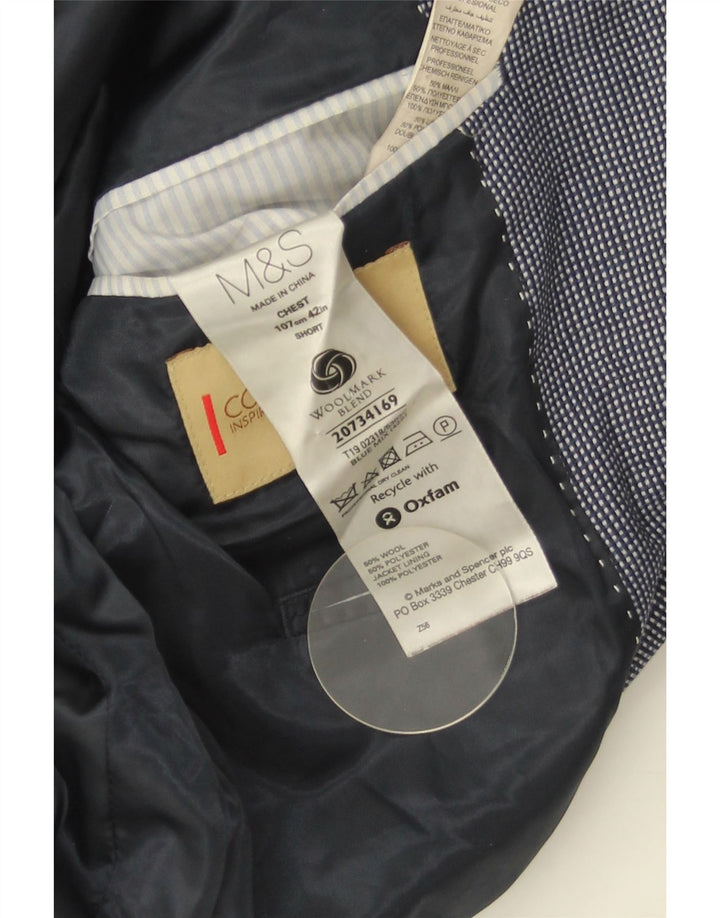 Jachetă pentru bărbați Marks & Spencer Blazer scurtă UK 42, mare, bleumarin, pete