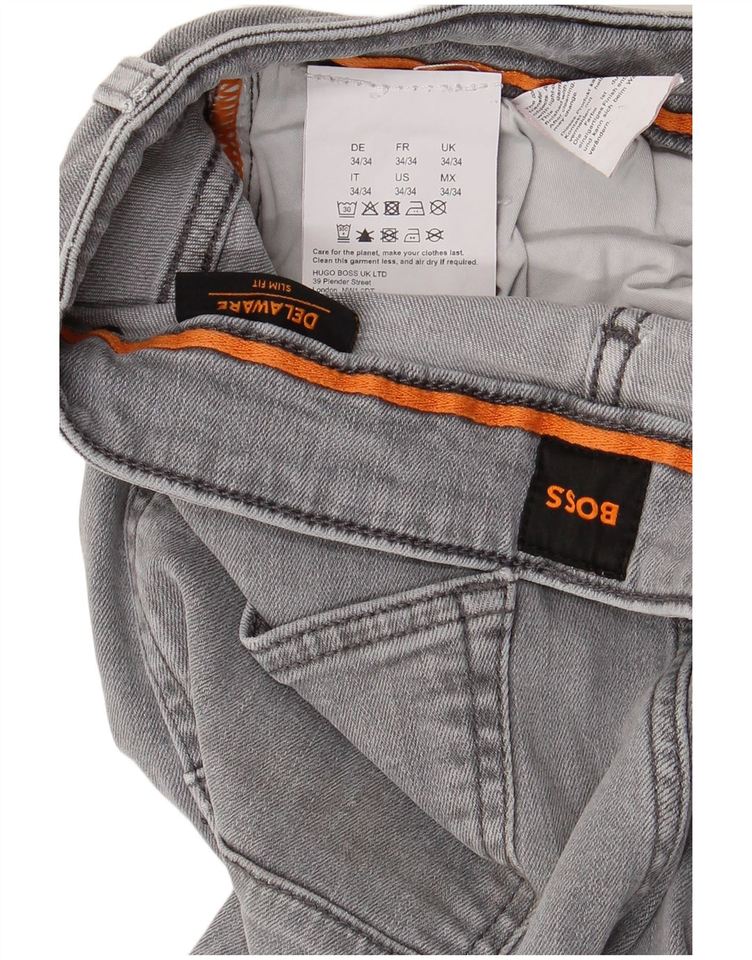 Blugi pentru bărbați Hugo Boss Delaware Slim W34 L34 bumbac gri