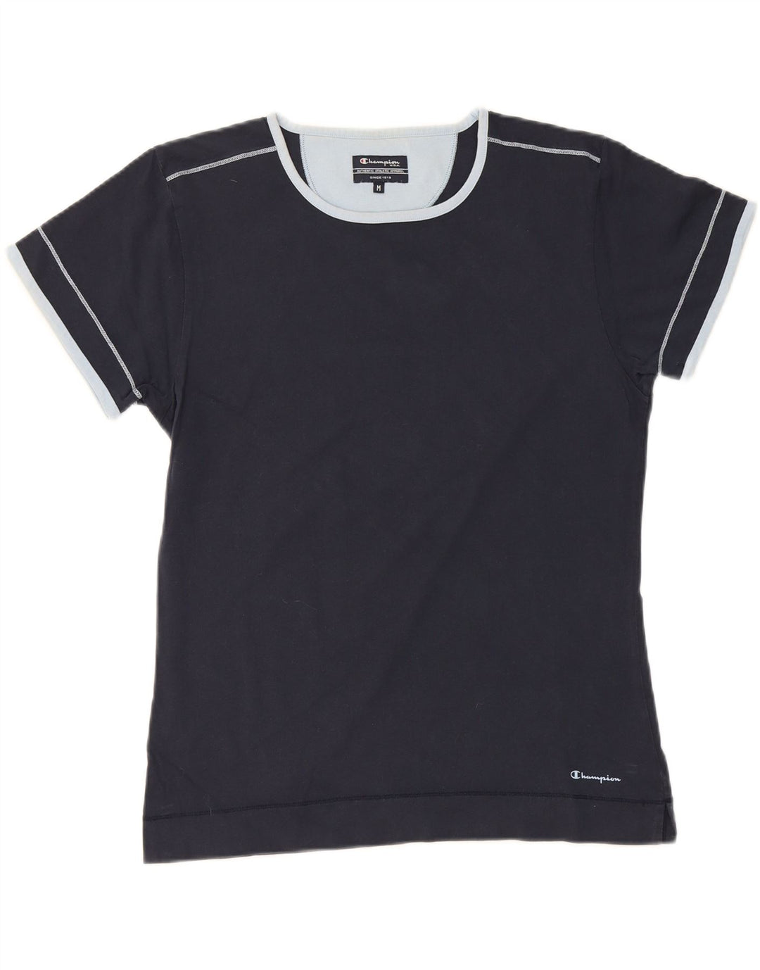 CHAMPION Womens T-Shirt Top UK 14 Medium Navy Blue Cotton Vintage Champion and Second-Hand Champion from Messina Hembry 